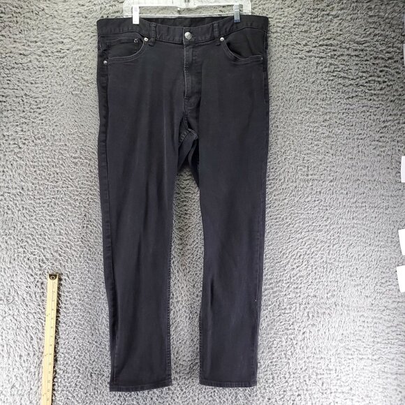 H&M Jeans Men Size 38x32 Black &Denim Slim Tapered Fit Stretch Cotton Denim - Picture 1 of 10